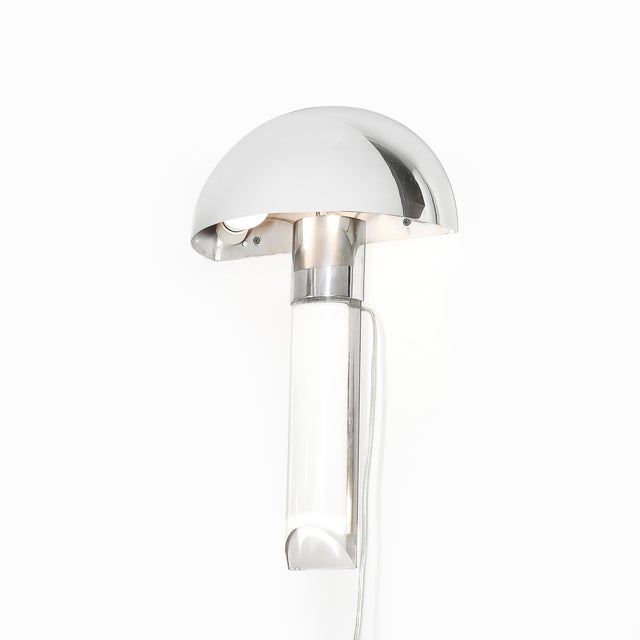 Karl Springer Mid-Century Mushroom Sconce by Karl Springer in Polished Chrome & Lucite For Sale - Image 4 of 8