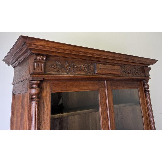Antique French Glazed Oak Display Bookcase For Sale - Image 6 of 14