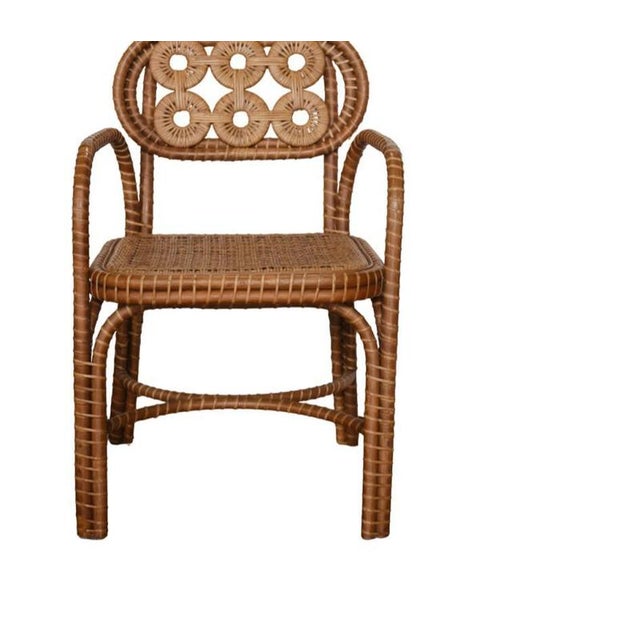 Contemporary Bridget Chair with Arms in Stained Rattan and Plywood by Popus Editions For Sale - Image 3 of 6