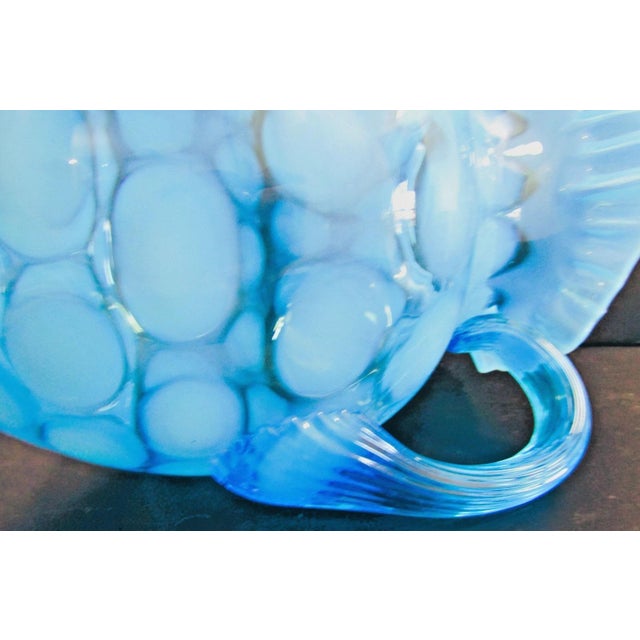 Vintage Fenton Blue Opalescent Coin Spot Glass Pitcher and 4 Tumblers Set For Sale - Image 12 of 17