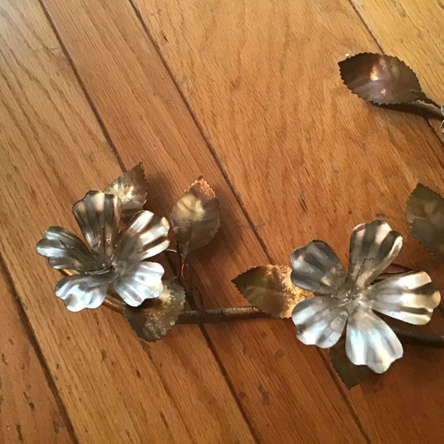 Metal Gold Gilt and Silver Italian Floral Metal Wall Art For Sale - Image 7 of 11