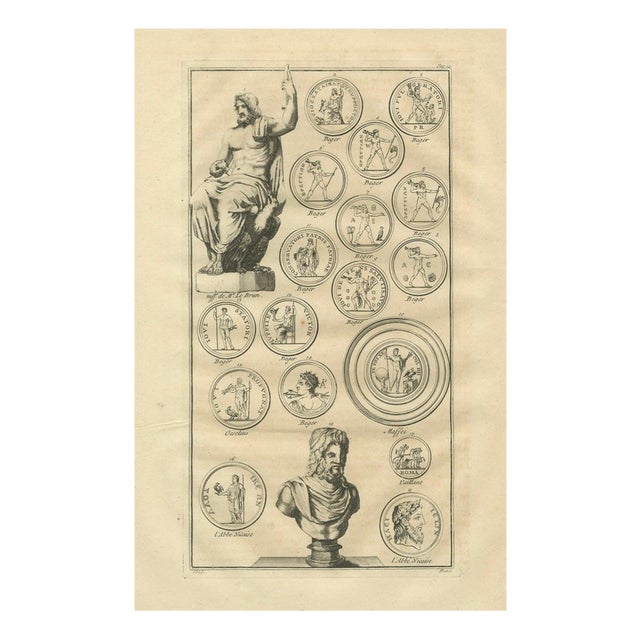 After Bernard de Montfaucon, Jupiter and Roman Coin Types, 1721, Engraving For Sale