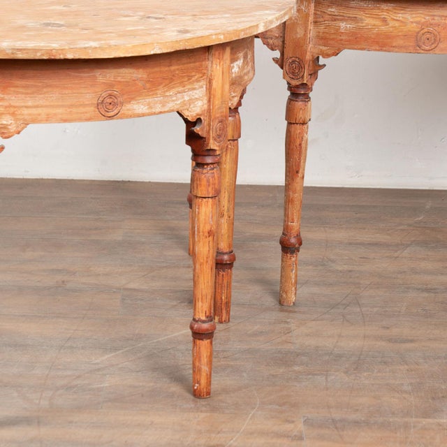 Late 19th Century Original Painted Swedish Pair of Demi Lune Console Tables For Sale - Image 12 of 14