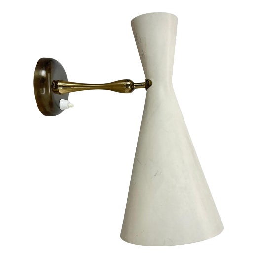 Brass and Metal Diabolo Theatre Wall Light in the style of Gio Ponti and Stilnovo, Italy, 1950s For Sale