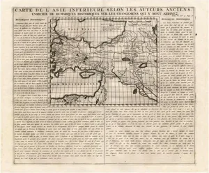 Antique Map of Asia Minor and Cyprus with Historical Notes, 1732