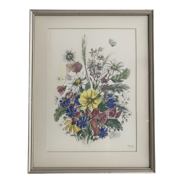 Vintage Signed & Numbered Floral Still Life Art Print, Framed For Sale