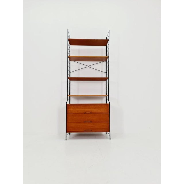 Free-Standing String Shelf-System with Cabinet in Teak from WHB Germany, 1950s For Sale - Image 3 of 11