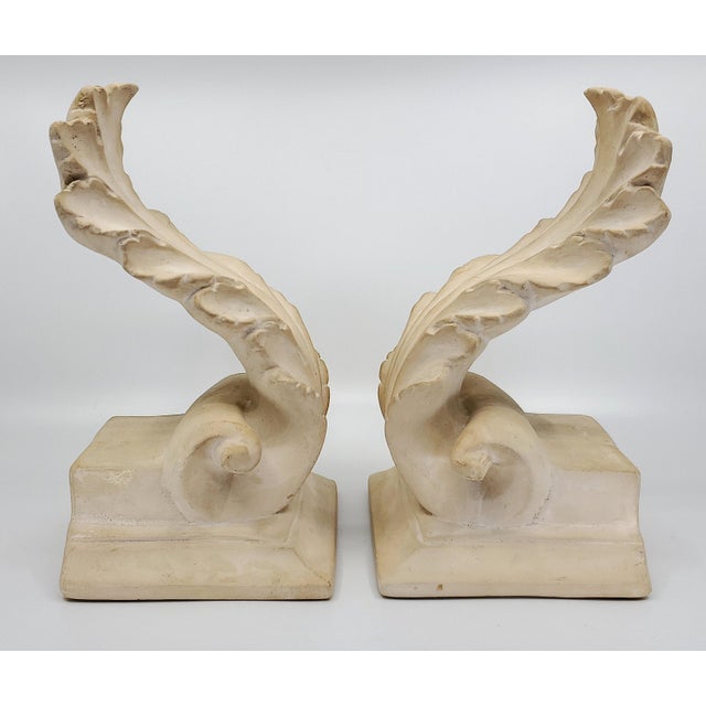 Bookends Plaster Ancanthus Leaf Pair 1960s For Sale - Image 9 of 13