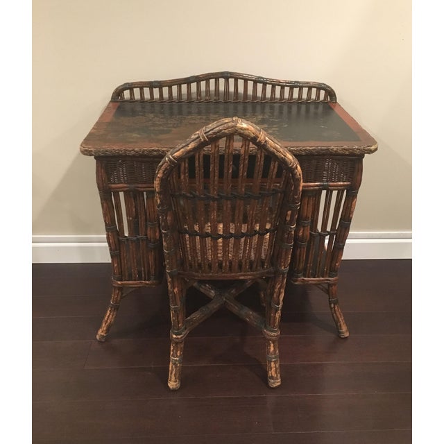Antique Wicker Desk and Chair Chairish