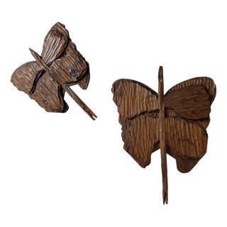 Antique Butterfly Wall Decorations, 1900s, Set of 2 For Sale