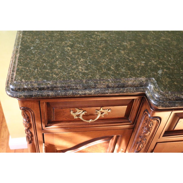 Late 20th Century Bau Furniture French Louis XV Style Burl Wood & Marble Top Buffet Server For Sale - Image 9 of 16