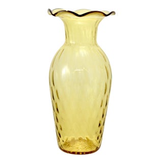 Amber Citrine Optic Glass Vase For Sale