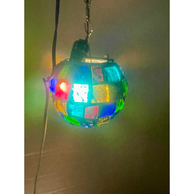 Green Peter Marsh Brutalist Hanging Colored Glass Chunk Fragment Globe Pendant Light For Sale - Image 8 of 12