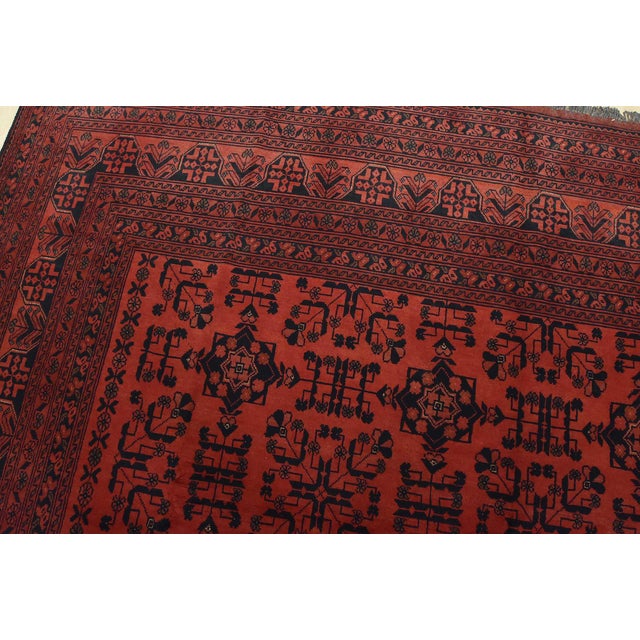 Textile Turkmen Rug 10′ X 12’9” Red Wool Traditional Hand-Knotted Oriental Carpet For Sale - Image 7 of 14