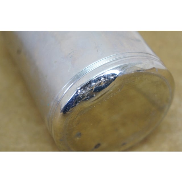 Vintage Art Deco Silverplate Whisky Cocktail Flask Bottle Glass Stopper 8" For Sale - Image 14 of 15