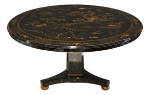 Regency Revival Chinoiserie Center Table in Black Lacquer
