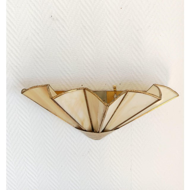Art Deco Fan Wall Sconce in Glass Paste, 1940s For Sale - Image 6 of 9