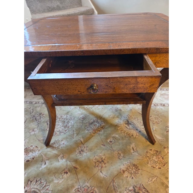 Late 20th Century Gregorius Pineo Biedermeier Style Side Table With Drawer and Undershelf For Sale - Image 12 of 17