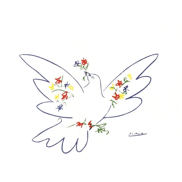 Artist: Pablo Picasso Title: Dove with Flowers Year: 1998 Signed: No Medium: Offset Lithograph Paper Size: 19.5 x 15.75...