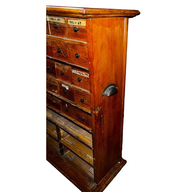 Antique 30-Drawer Pharmacist Apothecary Cabinet With Dual-Sided Menu, Circa 1920’s For Sale - Image 4 of 10