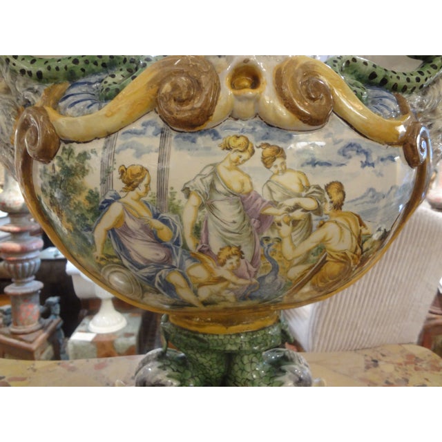 Early 20th Century Early 20th Century Italian Majolica Urn For Sale - Image 5 of 13