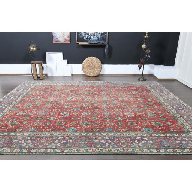 1970s Vintage Persian Handmade Wool Red Oversized Area Rug For Sale - Image 11 of 11