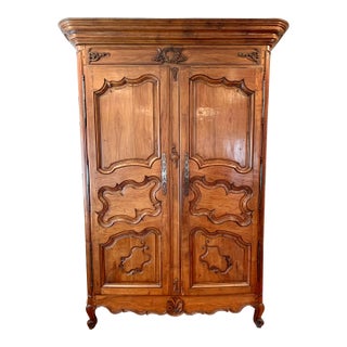 Mid 18th Century Antique French Louis XV Cherrywood Armoire For Sale