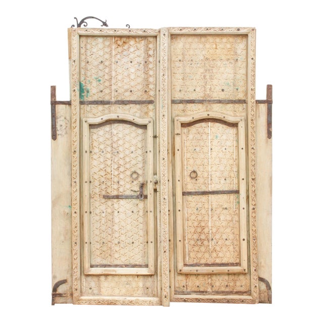 Pair of Antique Rajathani Carved Doors For Sale