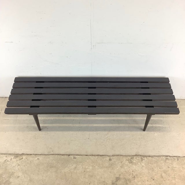 Mid-Century Modern Mid-Century Modern Slat Bench For Sale - Image 3 of 12
