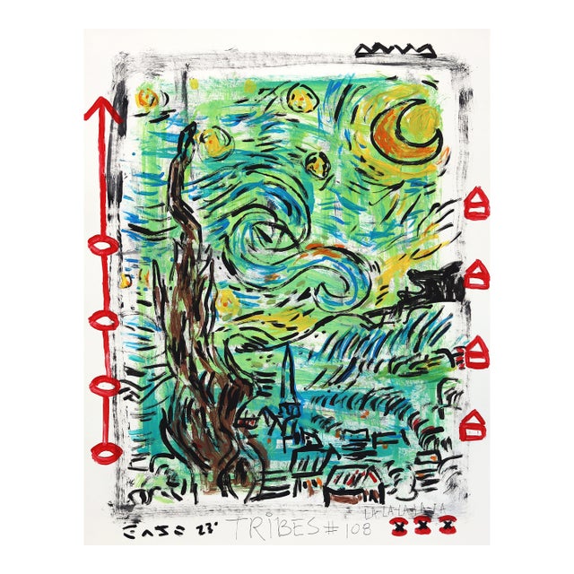 Twist on Starry - Original Pop Street Art Acrylic Painting on Newspaper by Gary John For Sale