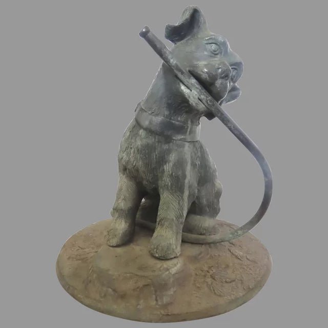 Bronze Vintage Bronze Dog Sculpture Water Fountain Hose For Sale - Image 8 of 12