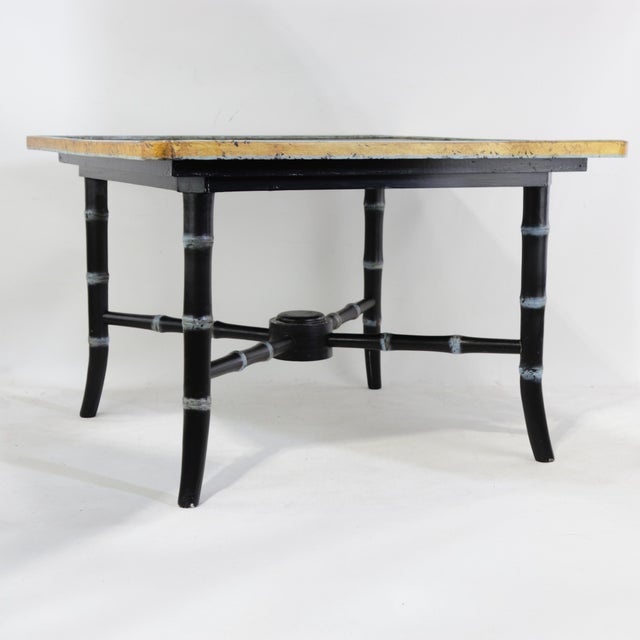 Pair of Vintage Black Lacquer Chinoiserie Side Tables With Gilt Peacock and Floral Motif For Sale - Image 10 of 17