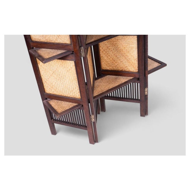 Acacia Wood and Rattan Room Divider with Double-Sided Shelves, Philippines For Sale - Image 9 of 10