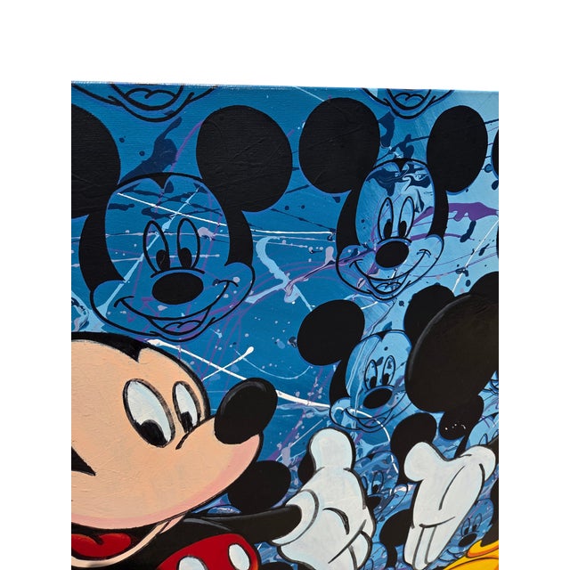 Textile Vintage Original Steve Kaufman Sak Double Mickey Mouse Pop Art Painting For Sale - Image 7 of 18
