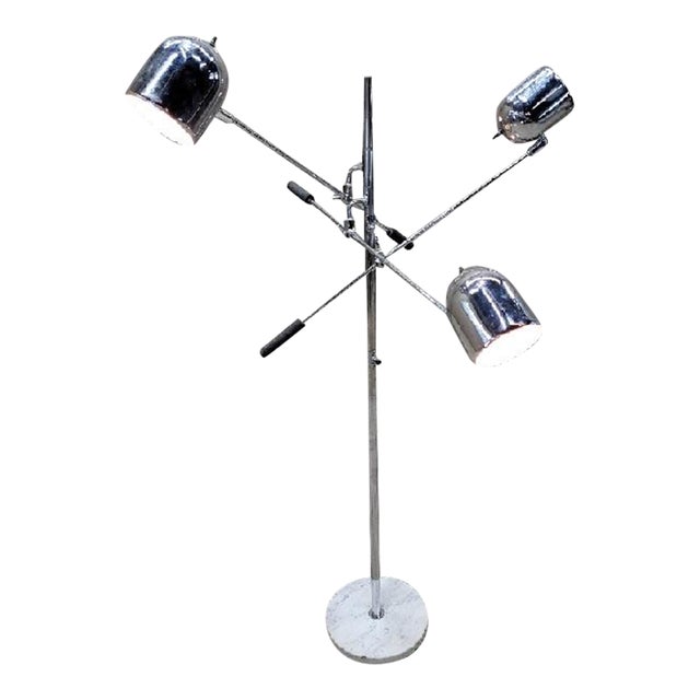 Mid Century Modern Chrome and Marble Triennale Floor Lamp for Arredoluce Italy For Sale