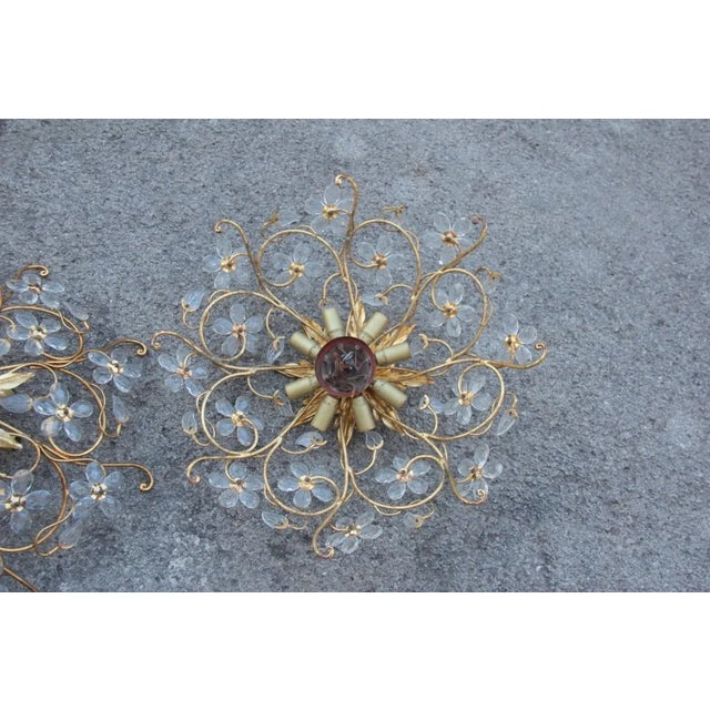 Mid-Century Modern French Crystal Ceiling Lights from Maison Baguès, Set of 2 For Sale - Image 4 of 10