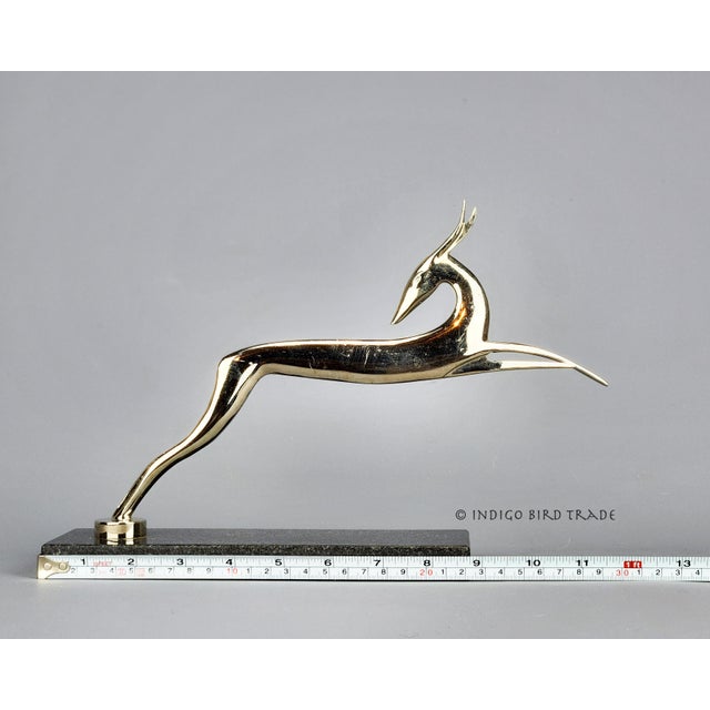 Stone Early 20th Century Art Deco Chromed Metal Leaping Gazelle or Deer on Black Marble Base Sculpture or Car Mascot by Karl Hagenauer For Sale - Image 7 of 9