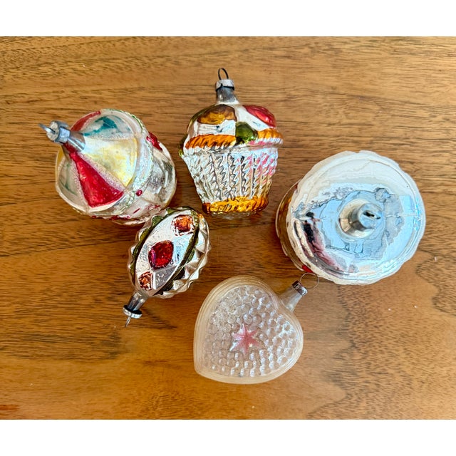 Vintage German Mercury Glass Ornaments, Set of 5 For Sale - Image 4 of 17
