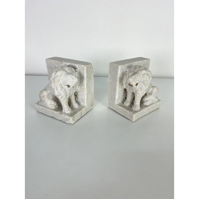 Mid-Century Italian Marble Lion Bookends, 1950s, Set of 2 For Sale - Image 6 of 12