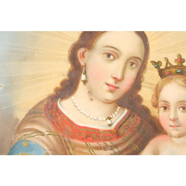 Our Lady of Refuge for Sinners, Oil on Tin, 19th Century For Sale - Image 9 of 11