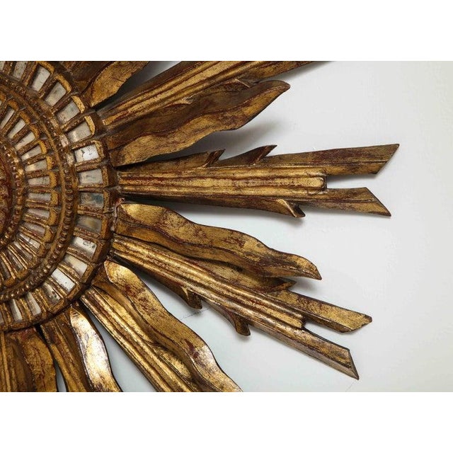 Vintage Giltwood Sunburst Mirror For Sale In New York - Image 6 of 12