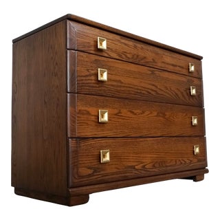 1940’s Art Deco Solid Oak Dresser by Mengel For Sale