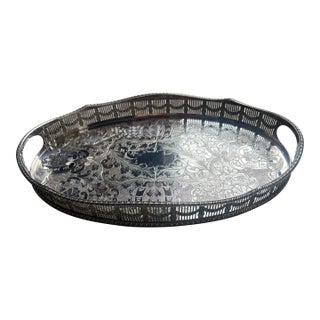 Sheffield Silver Plate Reticulated Gallery Tray For Sale
