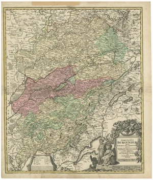 Antique Map of the County of Burgundy by Johann Baptist Homann, 1710