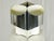 This large 4-lights lamp was designed in Italy in the 1960s. It is made of bent chromed metal and bent painted metal; the...