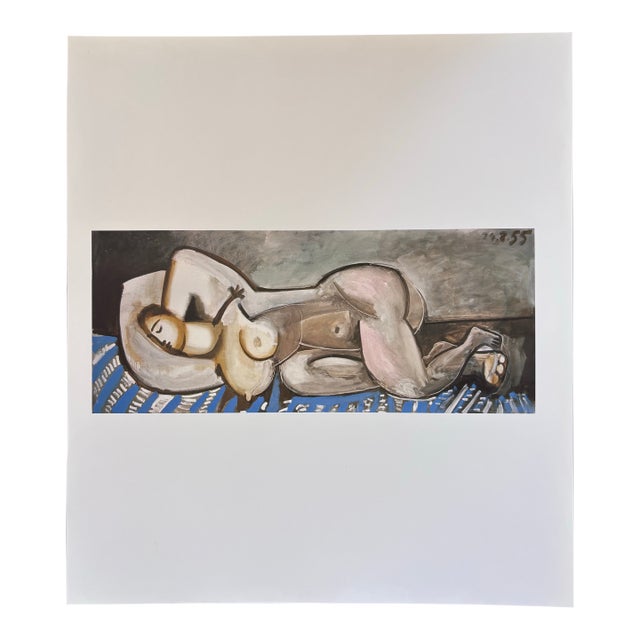 After Pablo Picasso Reclining Nude on Blue Carpet. Abstract. Lithograph (Offset). For Sale