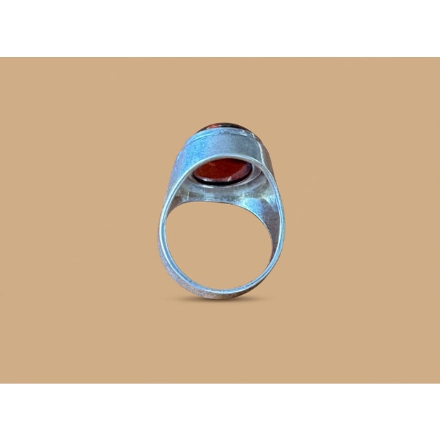 Mid-Century Modern Vintage Baltic Amber in Sterling Silver Ring - Germany, Size 7.25 For Sale - Image 3 of 3