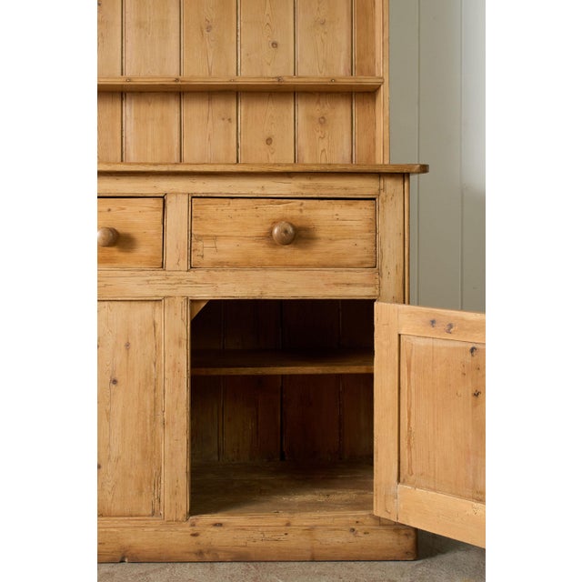 19th Century English Victorian Pine Dresser Base With Topper For Sale - Image 9 of 17