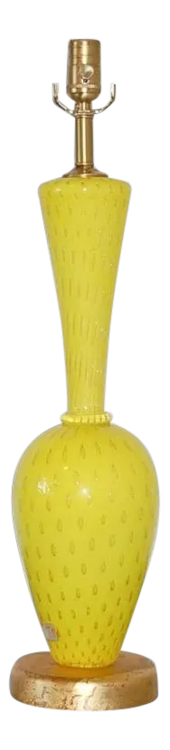 Vintage Murano Glass Lamp Yellow & Gold