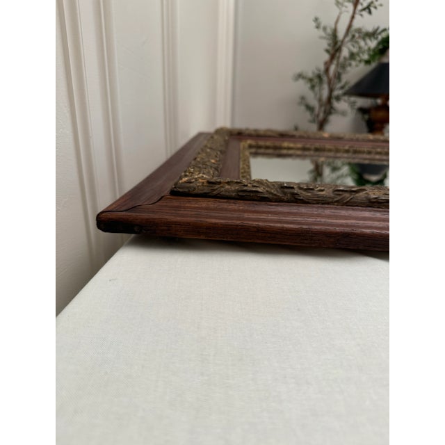 Antique Traditional Victorian Gold Ornate Gesso & Solid Wood Walnut Finish Mirror For Sale - Image 4 of 11